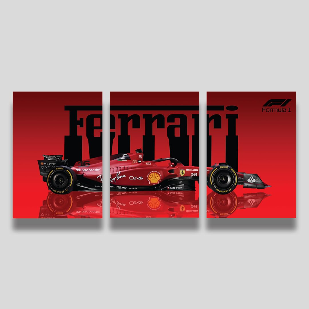 zenithink Ferrari Formula 1 Racing Car Wall Poster, Pack Of 3-8×12 inch (A4 Size-300GSM) Included Glue dots Wall Decor Posters Wall Art For Bedroom, Living room, Office, Dining Room-Cardstock